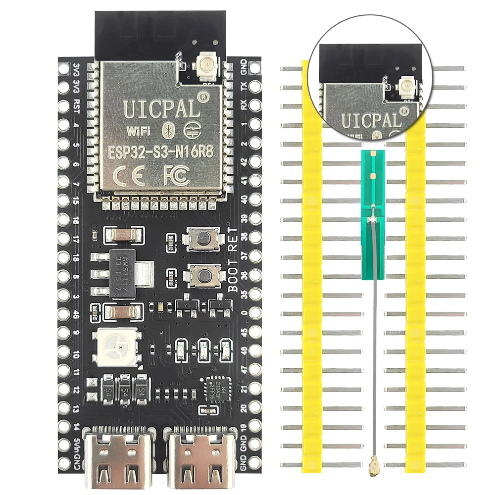 ESP32 S3 Entwicklungsboard mit 2,4G Wifi BT Modul für AI Internet of Thing ESP32-S3WROOM1 N16R8 MCU 8M PSRAM 44Pin Typ-C Image