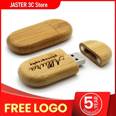 JASTER 1PCS kostenlos individuelles Logo Holz USB-Flash-Laufwerk Pendrive 4G 8GB 16GB 32GB 64GB 128GB externer Speicher USB-Speicherstick Image