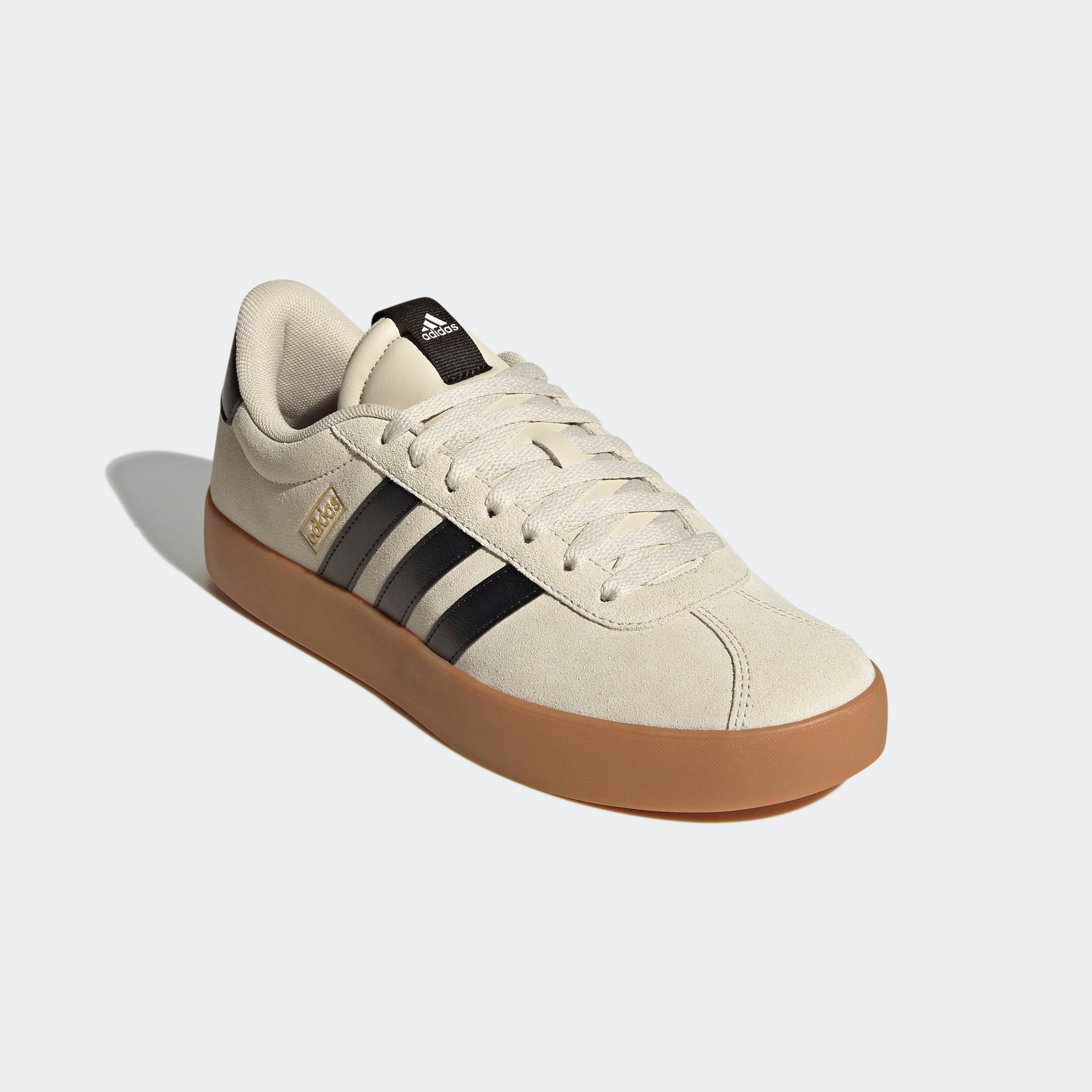 Sneaker ADIDAS SPORTSWEAR "VL COURT 3.0", Herren, Gr. 40, schwarz (alumina, core schwarz, gold metallic), Leder, Synthetik, Schuhe Sneaker, inspiriert vom Design des adidas samba