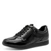 Sneaker TAMARIS, Damen, Gr. 35, schwarz, Lacklederimitat, unifarben, glänzend, sportlich, Schuhe, Freizeitschuh, Halbschuh, Schnürschuh mit Außrenreißverschluss