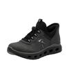 Slip-On Sneaker RIEKER SPORT "Ready2GO", Damen, Gr. 36, grau (anthrazit, schwarz), Lederimitat, Textil, sportlich, Schuhe, Schlupfschuh, Halbschuh, Freizeitsneaker mit Schnellverschluss