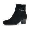 Stiefelette GABOR, Damen, Gr. 38,5, schwarz, Ziegenveloursleder, unifarben, elegant, Schuhe, Blockabsatz, Businessschuh mit dekorativem Schmuckelement