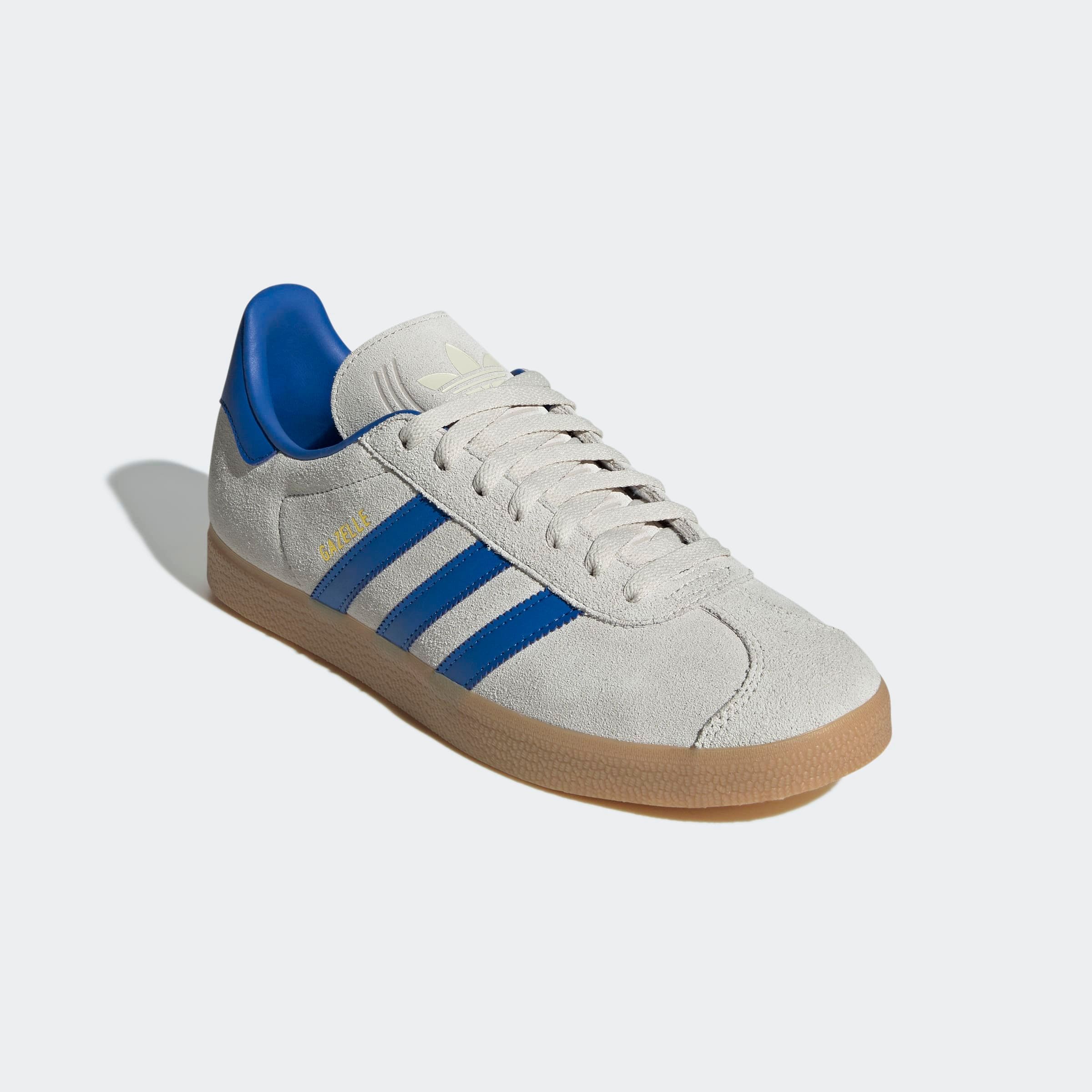Sneaker ADIDAS ORIGINALS "GAZELLE", Herren, Gr. 44, blau (aluminium, blau, gum 3), Leder, Synthetik, Schuhe Sneaker