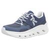 Plateausneaker RIEKER SPORT, Damen, Gr. 44, blau (jeansblau), Textil, Nubuklederimitat, kontrastfarbene Details, sportlich, Schuhe, Slip-on Sneaker, Halbschuh, Freizeitsneaker mit MemoSoft-Innensohle