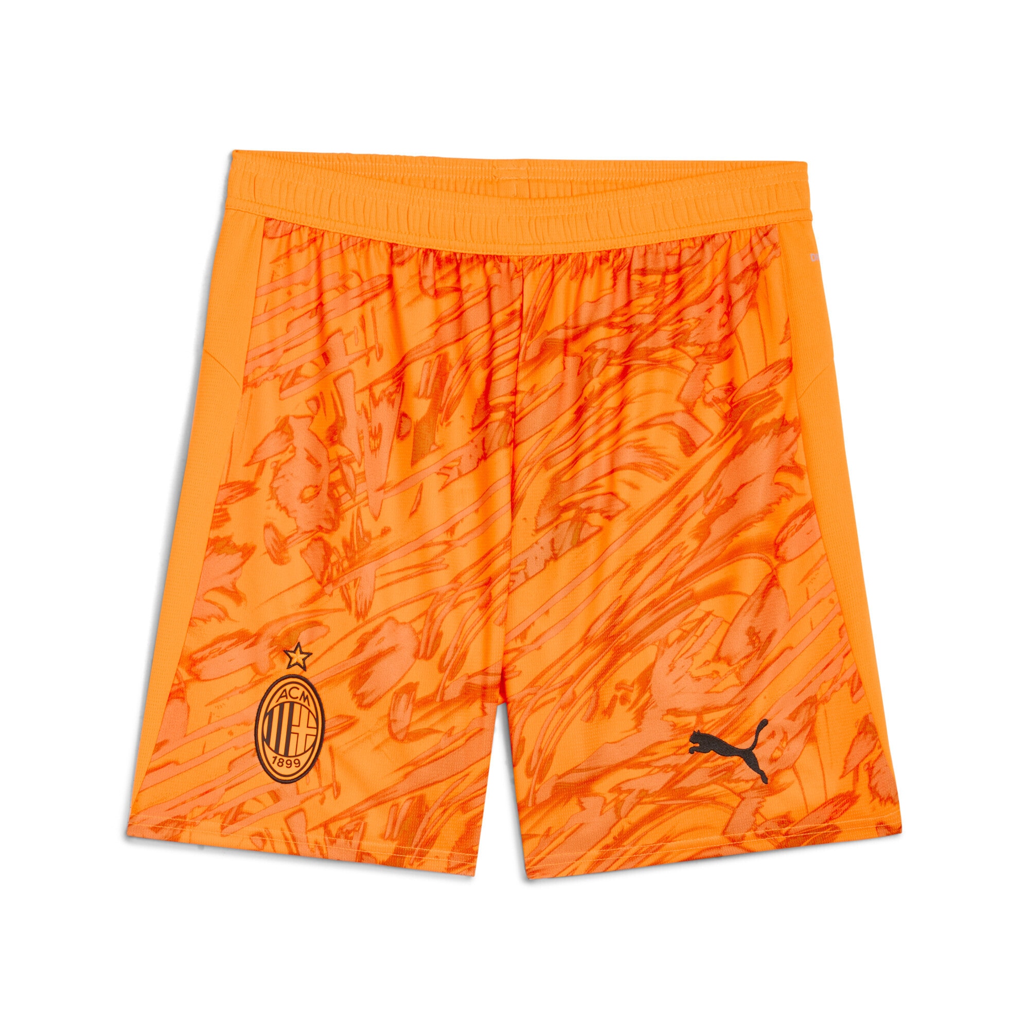 Sporthose PUMA "AC Milan 25/26 Torwartshorts Herren", Damen, Gr. M, Normalgrößen, heat fire schwarz orange, Obermaterial: 100% Polyester, regular fit, Hosen Sporthose