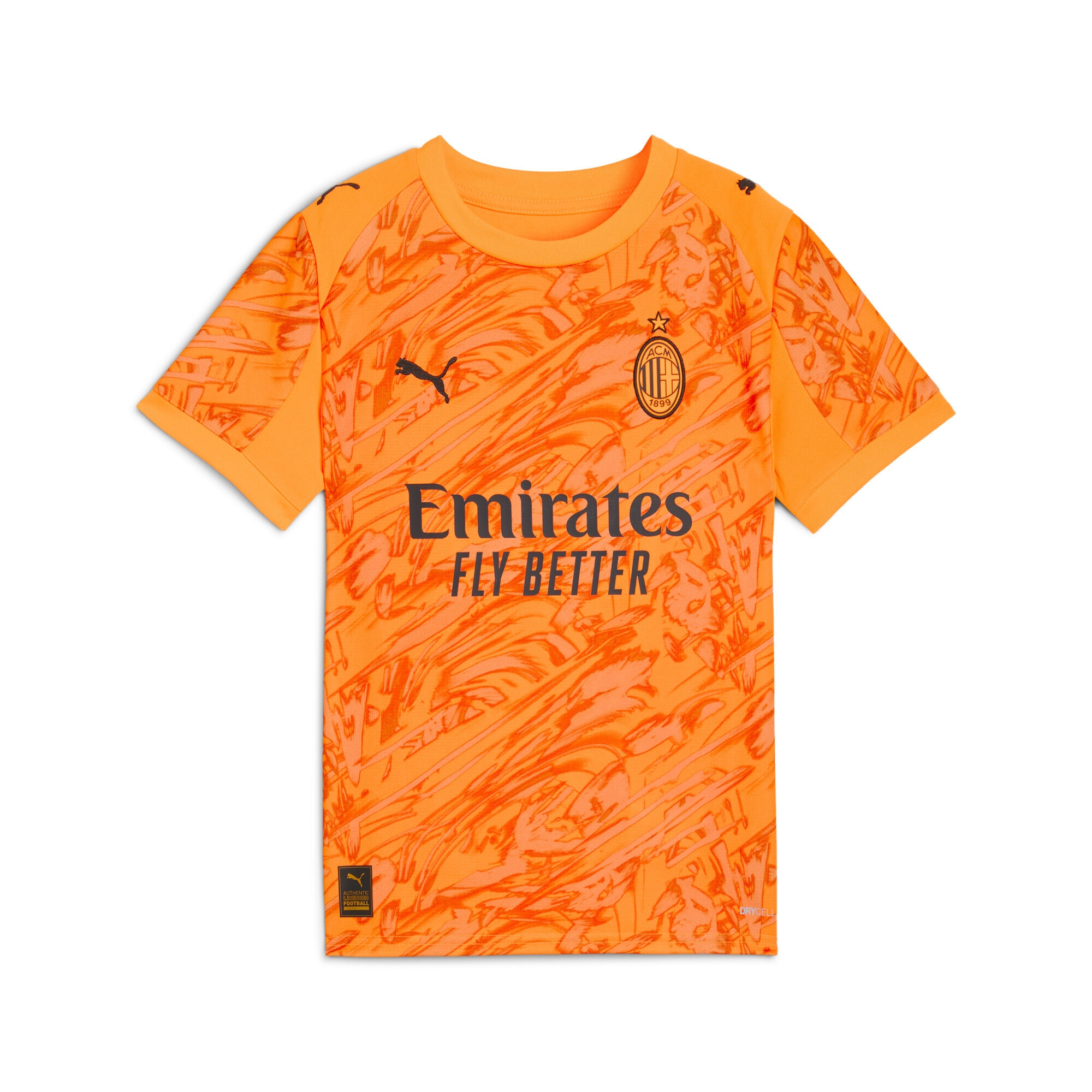 Trainingsshirt PUMA "AC Milan 25/26 Torwartrikot Jugendliche", Kinder, Gr. 164, orange (heat fire schwarz orange), Obermaterial: 100% Polyester; Rippe: 100% Polyester, bedruckt, regular fit, Rundhals, Shirts Image