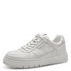 Plateausneaker TAMARIS, Damen, Gr. 36, weiß, Leder, Lederimitat, unifarben, sportlich, Schuhe, Trendsneaker, Freizeitschuh, Schnürschuh im coolen Basket-Style