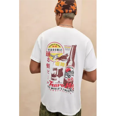UO White Tsurumai Mai T-Shirt - White XS at Urban Outfitters