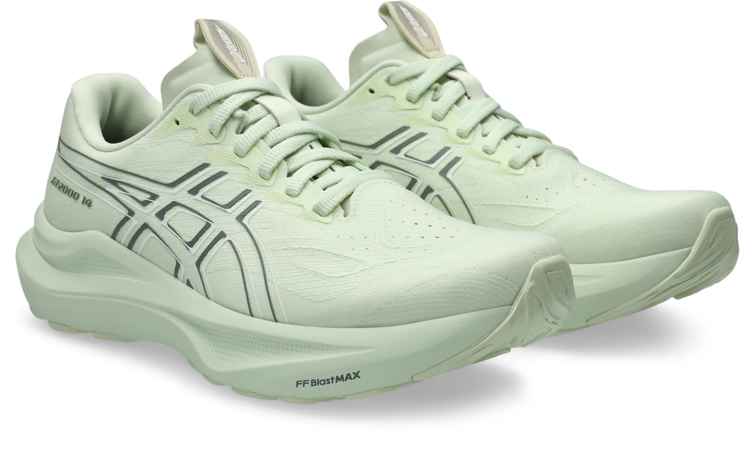 Laufschuh ASICS "GT-2000 14", Damen, Gr. 43,5, whisper grün, monument blau, Textil, Schuhe Laufschuh, für mehr Stabilität