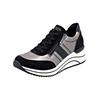 Sneaker REMONTE "Remonte Sneaker Lederimitat", Damen, Gr. 39, schwarz (schwarz, silber), Lederimitat, casual, Schuhe