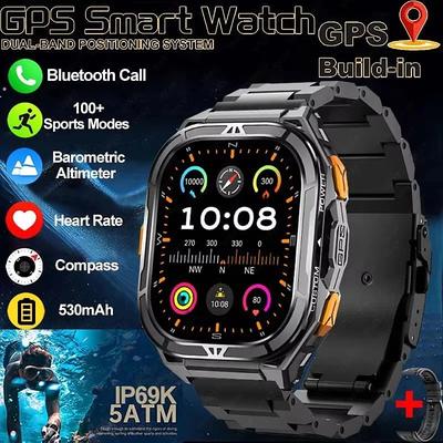 X5 Smart Watch 1.96 inch Smartwatch Fitness Running Watch Bluetooth Call Reminder Activity Tracker Heart Rate Monitor Sedentary Reminder Find My Device Compatible with Android iOS IP68 Men GPS Heart