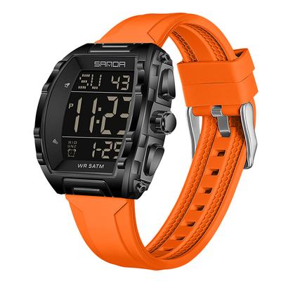 SANDA 6286 Wine Barrel Type Student Electronic Watch Multi functional Alarm Clock Student Electronic Digital Watch Alarm Clock