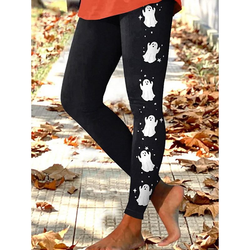 Halloween Women's Leggings Vacation Vintage Fashion Ankle-Length High WaistPants Bloodstain Graphic Soft Breathable Stretchy Formal Outdoor Vacation White Red Spring Fall Winter Slim Fit