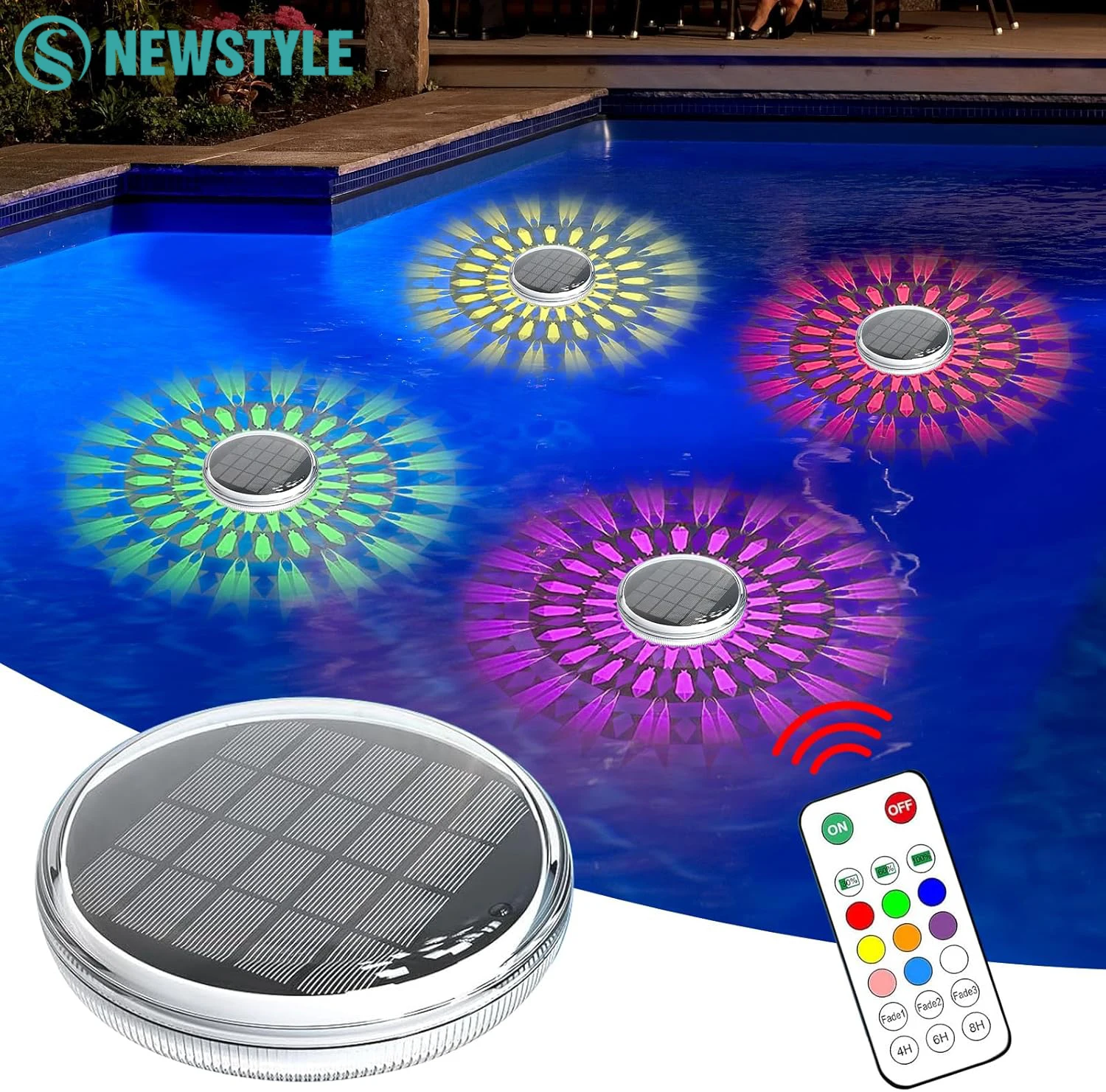 La piscine flottante solaire allume les lumières imperméables de piscine IP68 avec la télécommande 3 modes de synchronisation d'éclairage dynamique pour l'éclairage de piscine