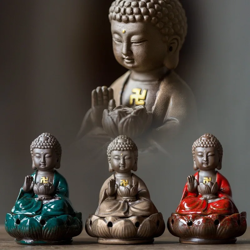 Retro Buddha Weihrauch brenner, Wohn accessoires, kleiner Mönch Duft Diffusor, Buddha Statue Aroma therapie Sockel Image