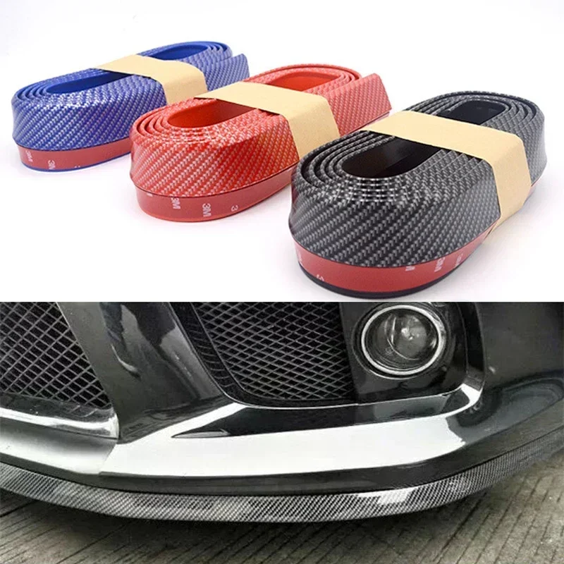 NEUE Auto Frontschürze Lippe Carbon Faser Gummi Schutz Stoßstange Lip Streifen Spoiler Seite Rock Gummi Anti Scratch Protector Image