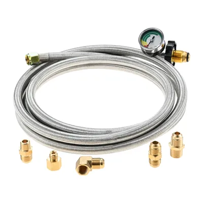 10FT Propane Gas Hose with 3/8" female flare fitting, with Fittings Converter Adapters for Heaters, Propane Grills, Fireplace
