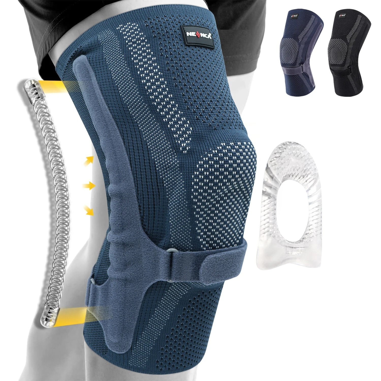 NEENCA Kniebandage mit Patella-Pad und Seitenstabilisatoren, Knie-Kompressionsmanschettenunterstützung für Damen und Herren ACL/PCL, Laufsport Image