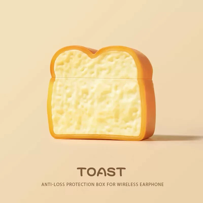 Kreative Simulation 3D Toast Brot Apple Airpods 1/2/3 Nette Pro2 Drahtlose Bluetooth Kopfhörer Schutzhülle Anti Drop Premium Image