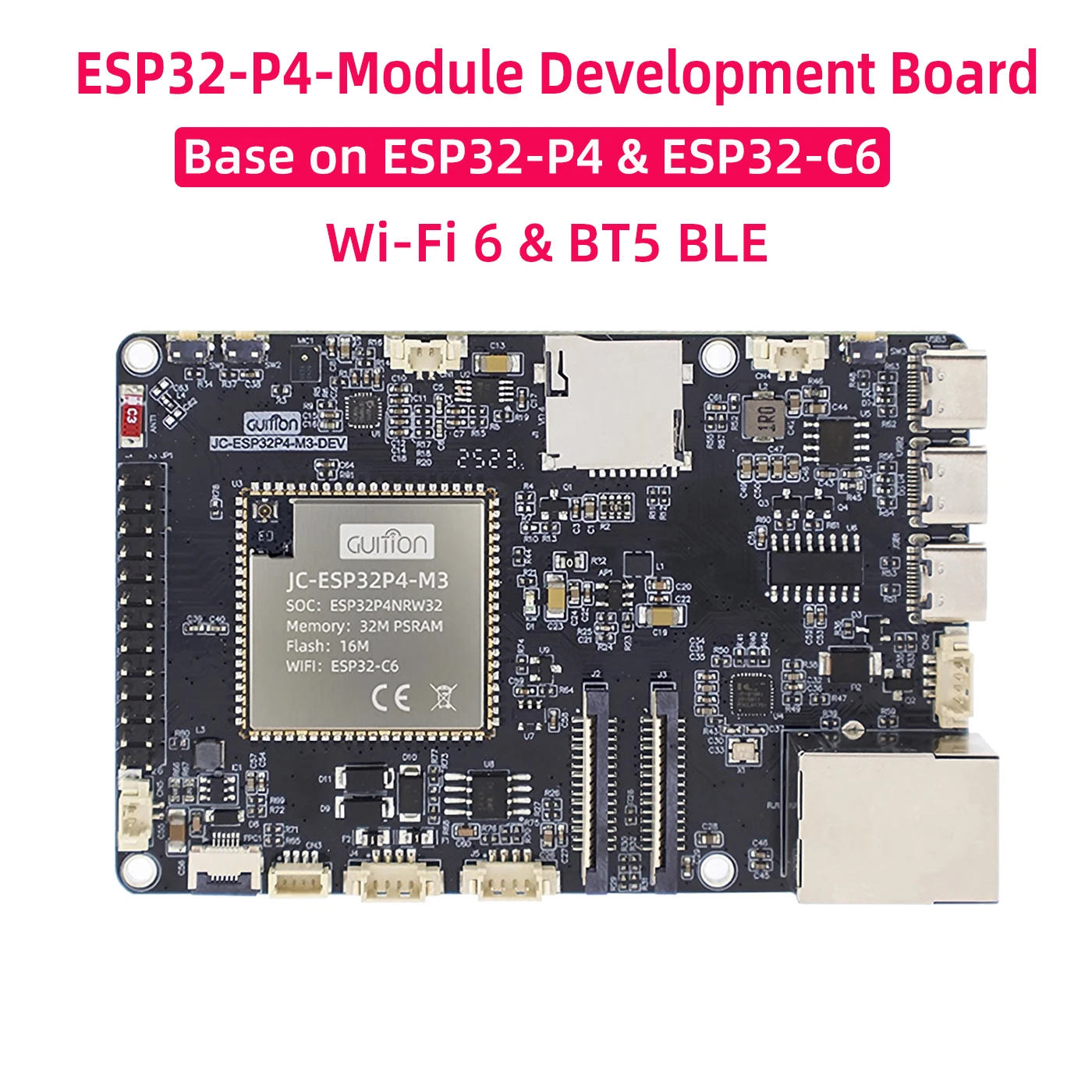 ESP32-P4-Modul-Entwicklungsplatine basierend auf ESP32-P4 und ESP32-C6 32 MB PSRAM 16 MB Flash WiFi 6 BT5 RJ45 MIPI DSI CSI USB OTG-Schnittstelle Image