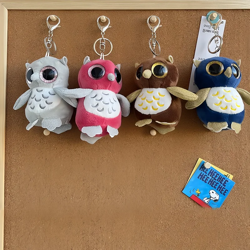 13 cm süßer Big Eye Eule Plüsch-Schlüsselanhänger, weicher Stofftier-Charm, Rucksack-Anhänger für Frauen, Mädchen, Jungen, Taschenzubehör, schönes Geschenk Image