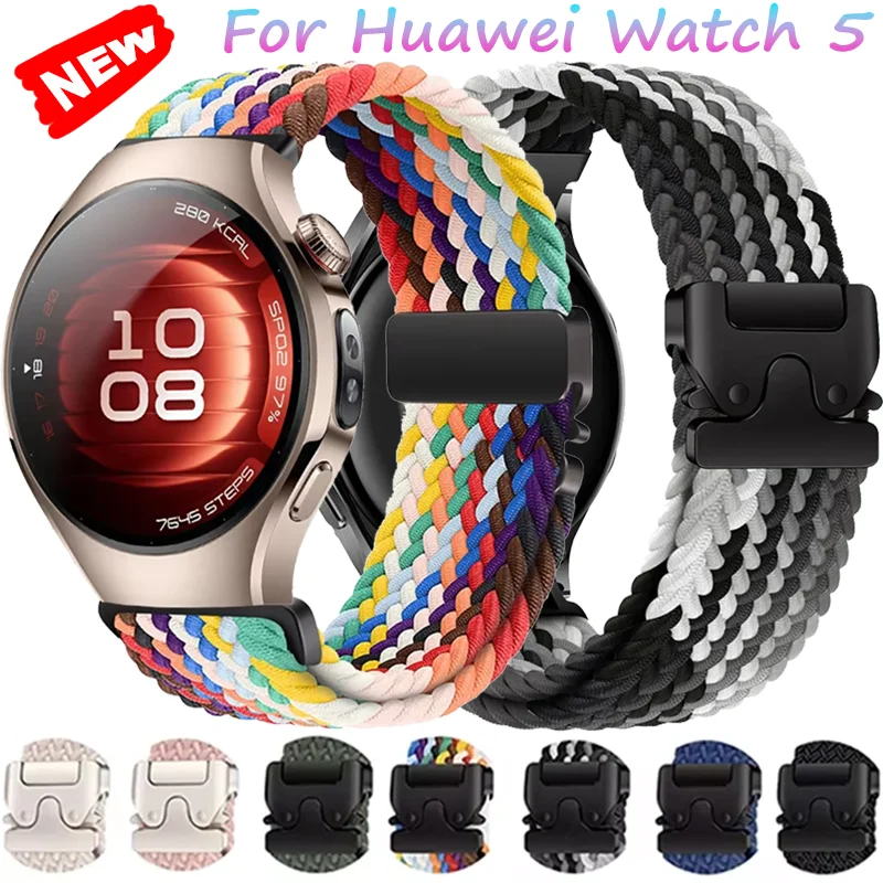 Nylon geflochtenes Schlaufenband für Huawei Watch 5 GT5-4-3 Pro 46 mm Fallschirmschnalle Flexibles langlebiges Armband für Samsung Watch 7/6/5/4 Image