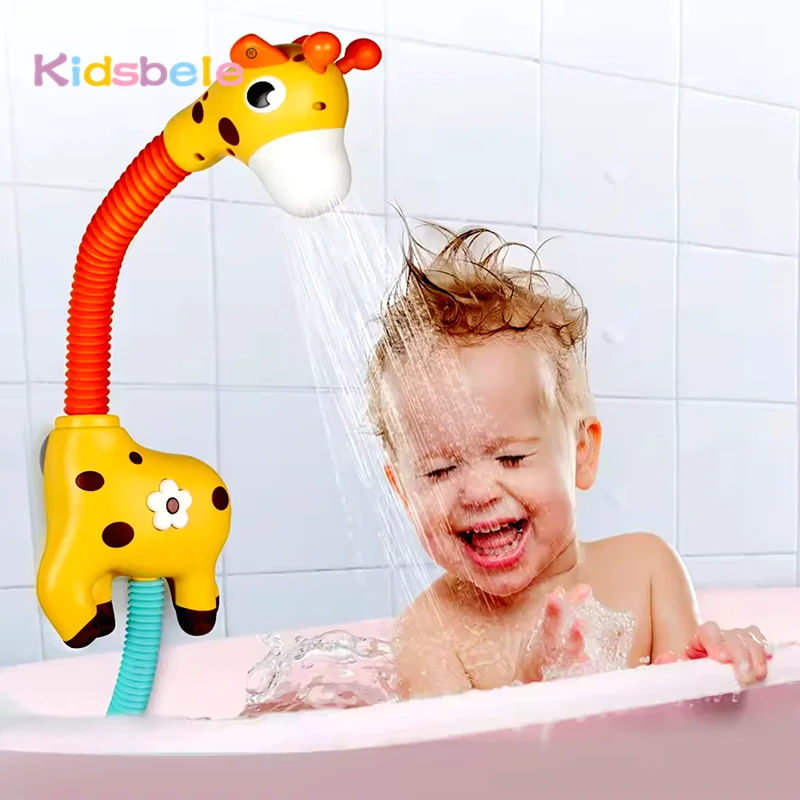 Baby Bad Dusch kopf Spielzeug niedlichen Giraffe Baby elektrische Dusche Spielzeug Badewanne Wasser Sprinkler Badewanne Spielzeug für Kinder Kleinkinder Image