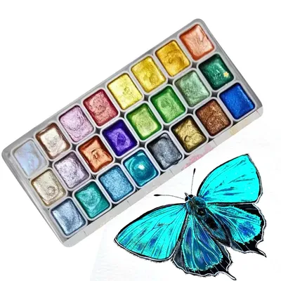 24-color Pearl Watercolor Paint Set - Vivid paint box for Chinese calligraphy, Thangka paintings and artistic masterpiece
