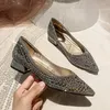 Splitter Strass Damen Schuhe Sexy Rote Sohle frauen Herbst Volle Bohrer Flache Schuhe Große Größe 43 Weibliche Ballett Flache schuhe 2024