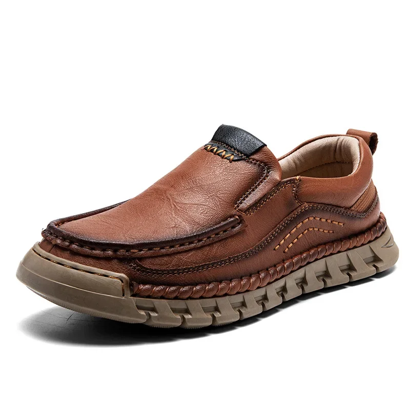 Retro Loafer Echtes Split Leder Klassische Schuhe Nähen Bequeme Männer Casual Slip-on Club Party Schuh Frühling Sommer 2025