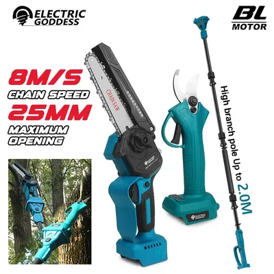 Electric Goddess 3 IN 1 Brushless Telescoping Pole Electric Chainsaw High Branch Scissor Garden Tools For Makita 18V Battery Pin