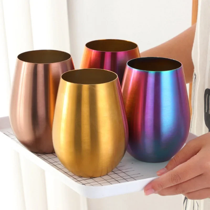 500 ml Edelstahl Single Layer Titan Überzug Wein Gläser Bier Titan Wein Gläser 500 ML Großen Bauch Wasser CupBar liefert