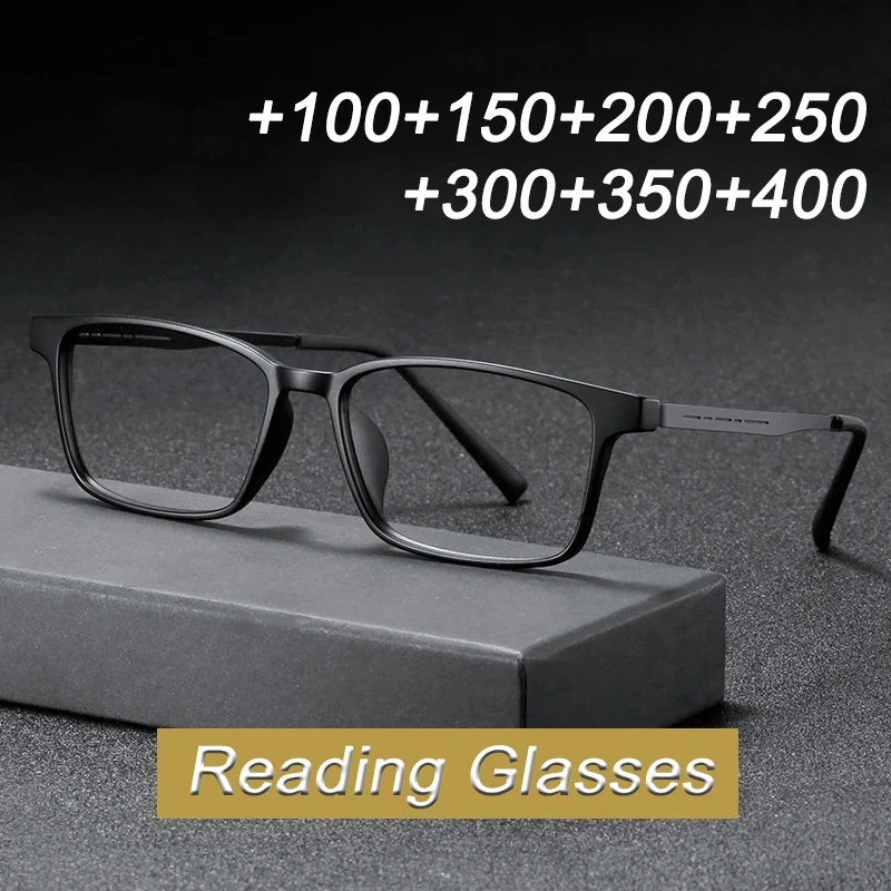 Anti Blue Light Blocking Reading Glasses Men Women Ultralight TR90 Titanium Alloy Optical Frame Eyeglasses Square Eyewear