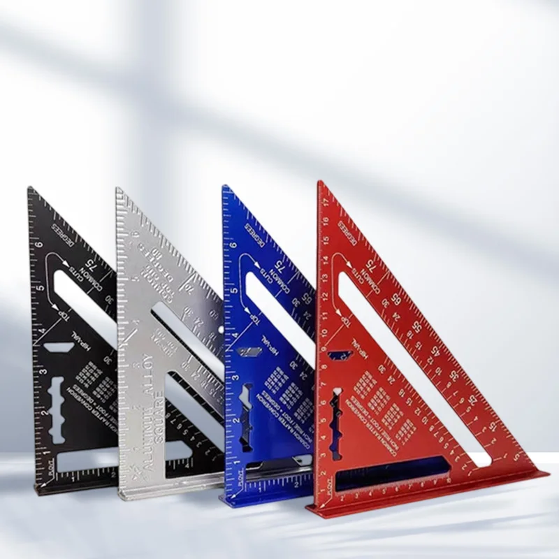 Neue 7 Zoll Dreieck Lineal Messwerkzeug Aluminiumlegierung Zimmermannswerkzeuge Zoll Metrischer Winkel 90 Grad Lineal Holzbearbeitungswerkzeuge Image