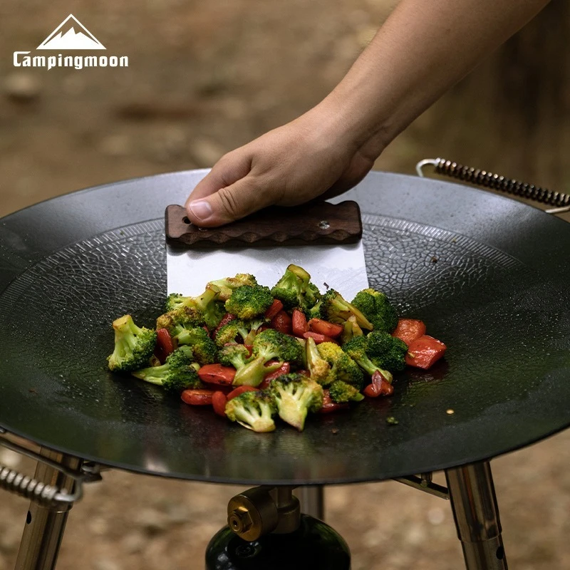 CAMPINGMOONMS-27 Massivholzgriff 304 Edelstahl Gebratener Reis Schaufel Kochen Steak Schaufel Abgeschrägte Klinge Rohes Braten Küchenwerkzeug Image