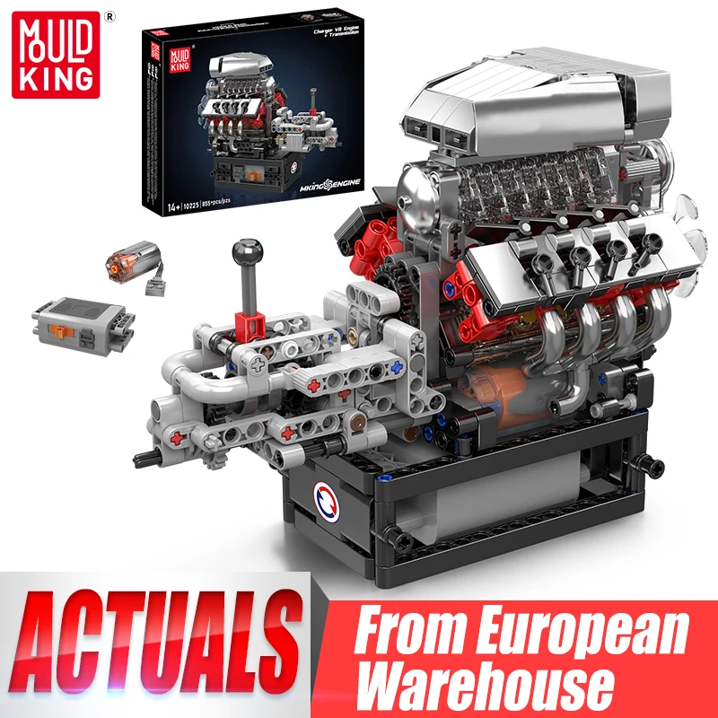 Mould King 10225, technisches Automotor, Spielzeugmodell, der motorisierte V8-Motor + Getriebe, Baustein, Ziegel, Kinder, Weihnachtsgeschenk Image