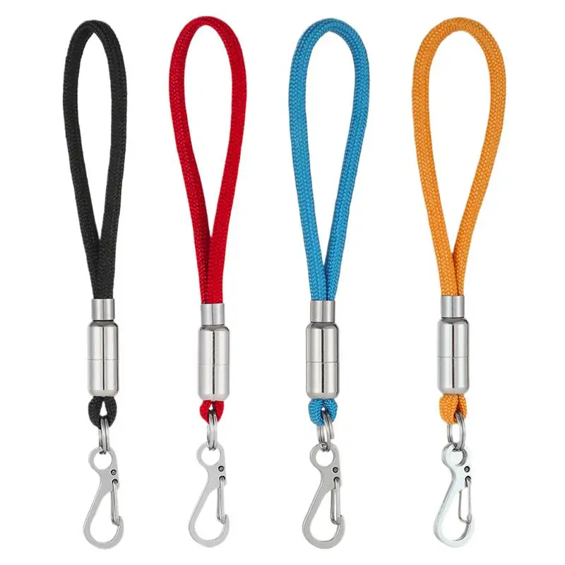 Paracord-Schlüsselanhänger, robust, Paracord-Schlüsselband, Ausweishalter, Schnallenverschluss, Clip, Seilhaken, 3 Schlüsselringe für das Überleben im Freien Image