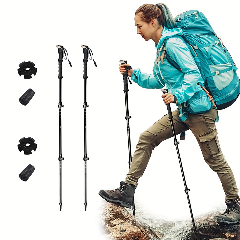2pcs Ultra Light Aluminum Trekking Poles Durable Multifunctional Telescopic Hiking Stick for Men's and Women's