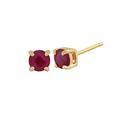 Gemondo Women 375 Gold 9ct Yellow Gold Round Ruby Classic Claw Set Stud Earrings Red 3.50mm
