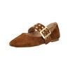 Riemchenballerina STEVE MADDEN "STEVE MADDEN Ballerinas Veloursleder", Damen, Gr. 41, braun (chestnut), Veloursleder, casual, Schuhe