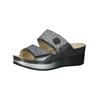 Pantolette VITAL "Vital Pantoletten Leder", Damen, Gr. 40, bunt (grau, silber), Leder, casual, Schuhe