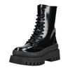Schnürstiefelette STEVE MADDEN "STEVE MADDEN Stiefelette Lederimitat", Damen, Gr. 39, schwarz (schwarz lack), Lederimitat, casual, Schuhe