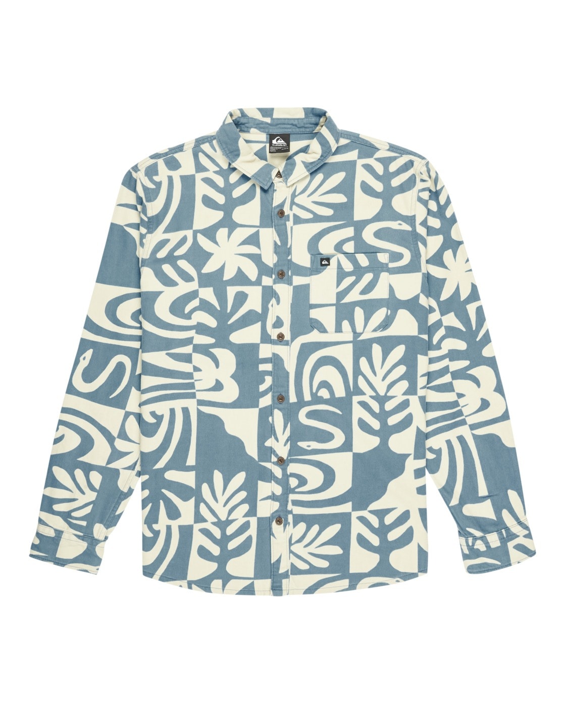 Langarmhemd QUIKSILVER "Motherfly Printed", Herren, Gr. M, US-Größen, blau (china blau desert checker), Obermaterial: 100% Walkfrottier;, Hemden