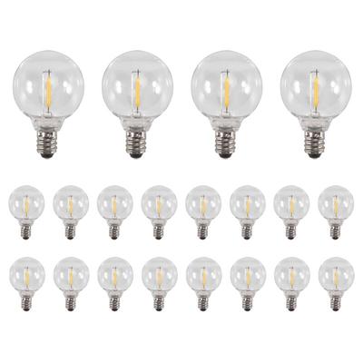 20 Stück G40 LED-Ersatzglühbirnen E12 Schraubsockel Bruchsichere Kugel für Solar-Lichterketten Warm Image