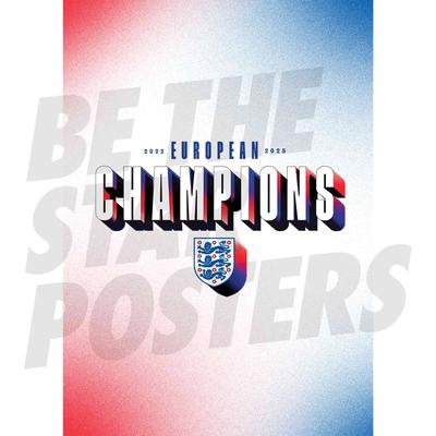 England Lionesses Gewinner 2025 Text Poster - A3 - Rot/Weiß/Blau Image