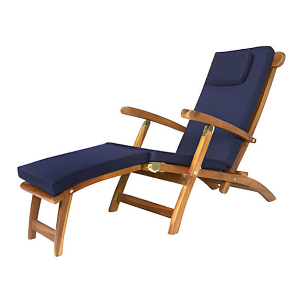 All Things Cedar 5-Position Steamer Chair with Blue Cushions