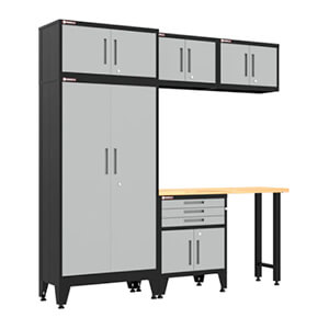 Armadillo Tough Grey 6-Piece Garage Cabinet Set with Levelers