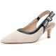 RIBONGZ Women Slingback Low Kitten Heel Shoes Closed Pointed Toe Dress Pumps Slip on Patent Leather Comfort Heels Braided Bowknot Work Wedding Shoes, Braided Beige, 8 UK