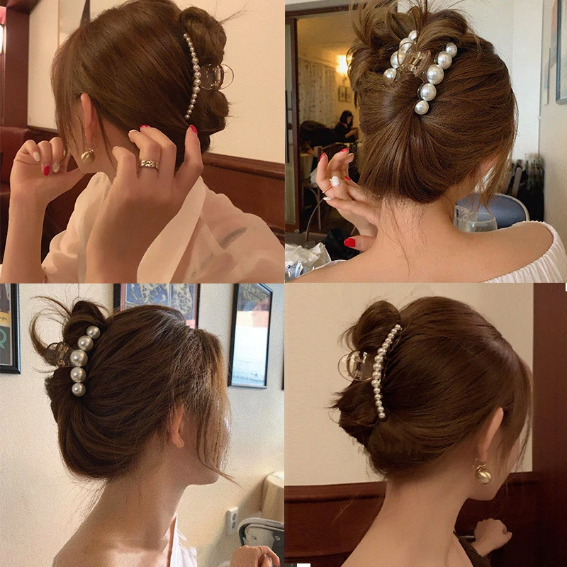 Koreanische Große Perle Haar Krallen Frau Haarnadeln Haar Clips Mädchen Haar Krabben Headwear Hairgrip Mode Barrettes Haar Zubehör Image