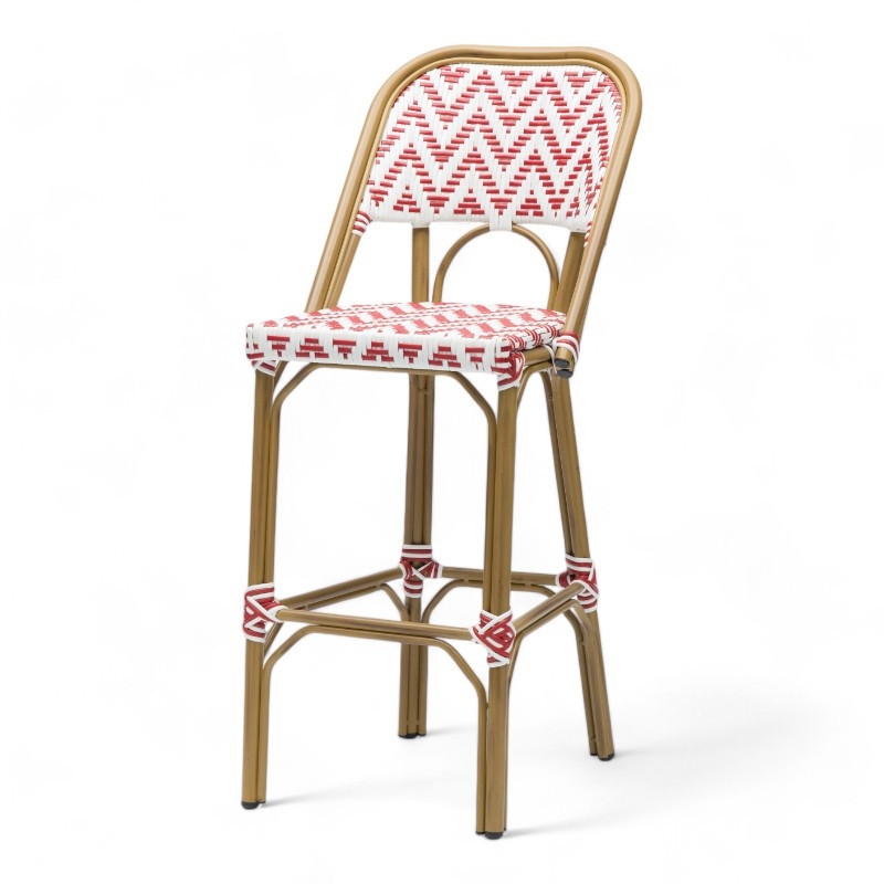Bistromania Barhocker ALMA - Rote und weiße Flechtarbeit Image